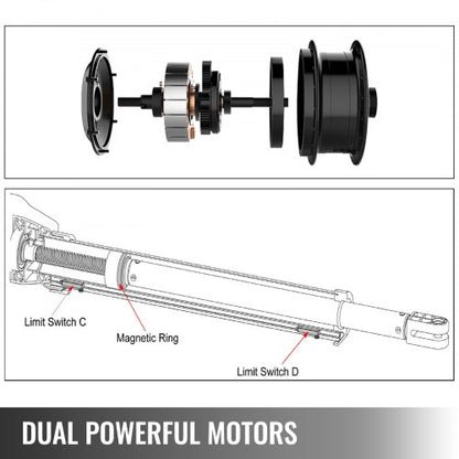 Dual Swing Gate Opener, Heavy Duty Automatic Gate Openers with Remote, AC Powered 50W Motors, Push/Pull-to-Open