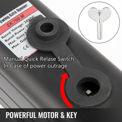 Single Swing Electric Gate Opener Kit, Speed 80W Motor, Push/Pull-to-Open, Remote Control, Gate for Farm, Garage
