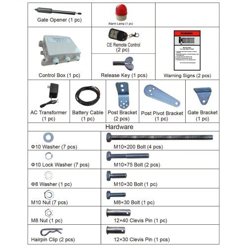 Single Swing Electric Gate Opener Kit, Speed 80W Motor, Push/Pull-to-Open, Remote Control, Gate for Farm, Garage