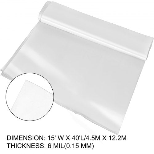 Greenhouse Polyethylene Film Mil, Clear Plastic UV Resistant Cover for Greenhouses, Superior Strength & Toughness