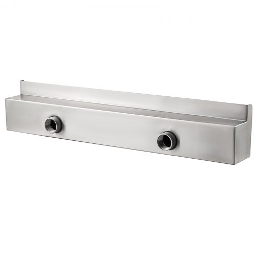 Stainless Steel Pool Waterfall Spillway, Rectangular Outdoor Fountain with Pipe Connector for Garden, Patio, Pond