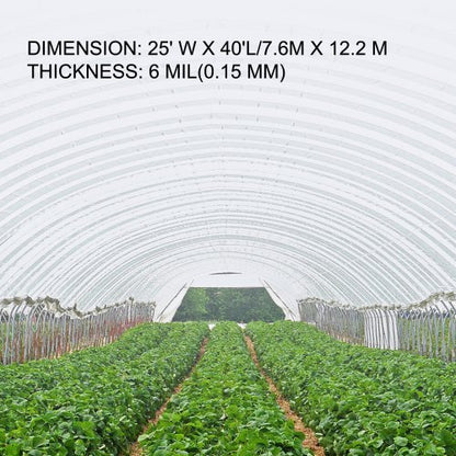 Greenhouse Polyethylene Film, Mil Clear UV Resistant Plastic for Gardening, Tear-Resistant Greenhouse Plastic Sheeting