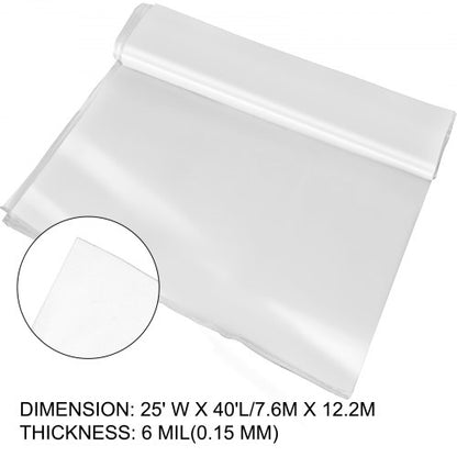 Greenhouse Polyethylene Film, Mil Clear UV Resistant Plastic for Gardening, Tear-Resistant Greenhouse Plastic Sheeting