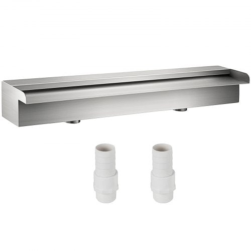 Pool Fountain Stainless Steel Pool Waterfall, Rectangular Garden Outdoor Waterfall Spillway with Pipe Connector