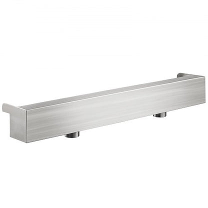 Pool Fountain Stainless Steel Pool Waterfall, Rectangular Garden Outdoor Waterfall Spillway with Pipe Connector