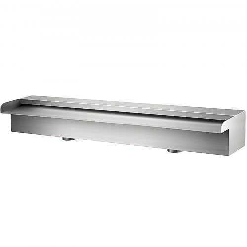 Pool Fountain Stainless Steel Pool Waterfall, Rectangular Garden Outdoor Waterfall Spillway with Pipe Connector