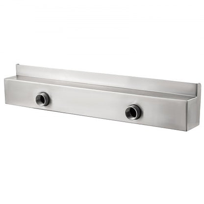 Pool Fountain Stainless Steel Pool Waterfall, Rectangular Garden Outdoor Waterfall Spillway with Pipe Connector