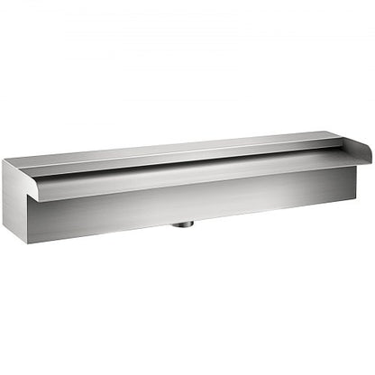 Pool Fountain Stainless Steel Waterfall Spillway with Pipe Connector, Rectangular Cascade Blade for Garden, Patio