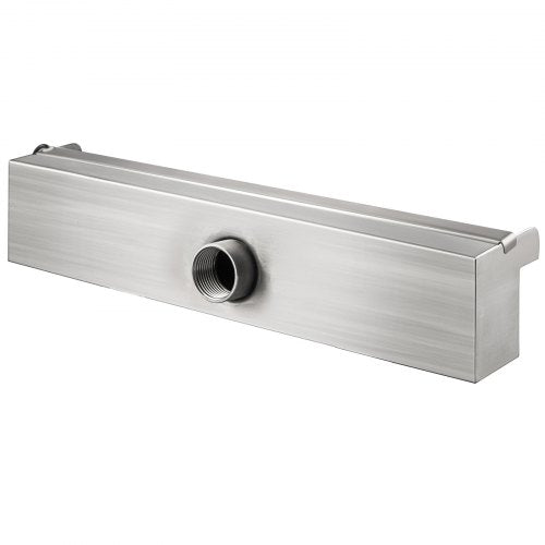 Pool Fountain Stainless Steel Waterfall Spillway with Pipe Connector, Rectangular Cascade Blade for Garden, Patio