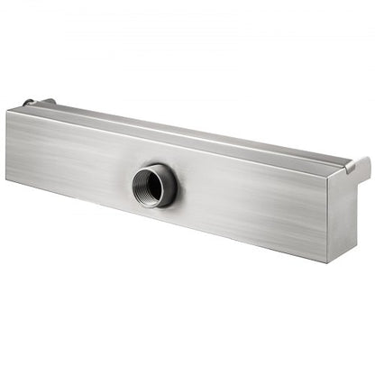Pool Fountain Stainless Steel Waterfall Spillway with Pipe Connector, Rectangular Cascade Blade for Garden, Patio