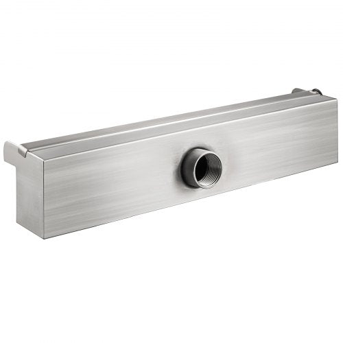 Pool Fountain Stainless Steel Waterfall Spillway with Pipe Connector, Rectangular Cascade Blade for Garden, Patio