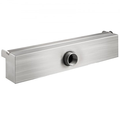 Pool Fountain Stainless Steel Waterfall Spillway with Pipe Connector, Rectangular Cascade Blade for Garden, Patio