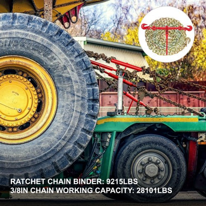 Heavy-Duty Chain and Binder Kit, Working Strength Ratchet Load Binders with G70 Chains For Truck Tie Down
