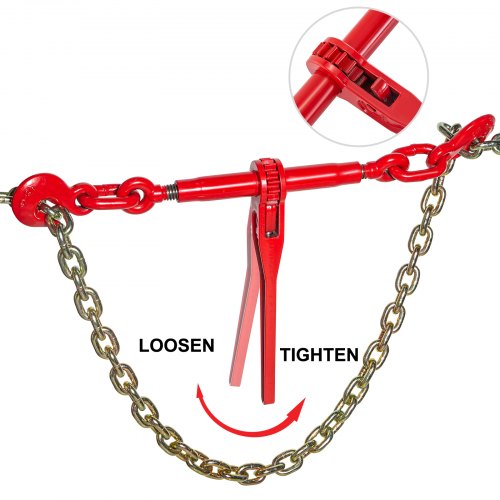 Heavy-Duty Chain and Binder Kit, Working Strength Ratchet Load Binders with G70 Chains For Truck Tie Down