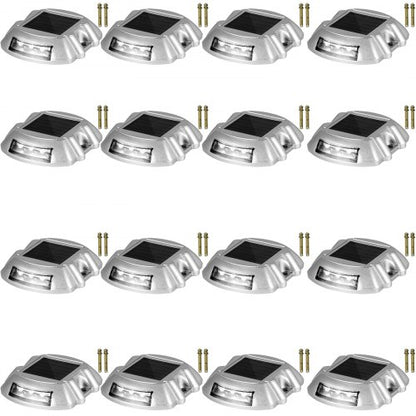 Solar Driveway Lights Bright White, Outdoor Waterproof LED Deck & Dock Lights with Screws, Wireless Pathway Lighting