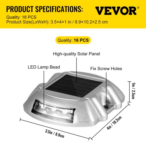 Solar Driveway Lights Bright White, Outdoor Waterproof LED Deck & Dock Lights with Screws, Wireless Pathway Lighting