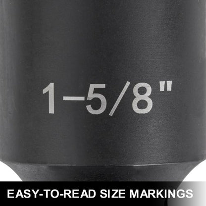 Impact Socket Set Drive, Deep Impact Standard SAE Socket Assortment with Extensions, Sliding T-Bar & Ratchet Handle