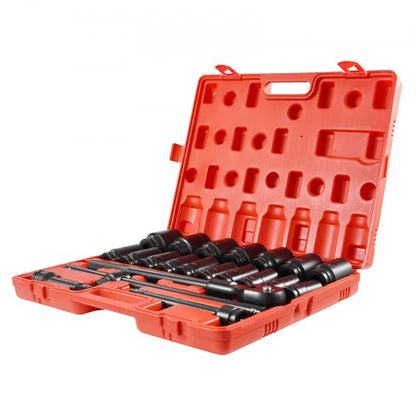 Impact Socket Set Drive, Deep Impact Standard SAE Socket Assortment with Extensions, Sliding T-Bar & Ratchet Handle
