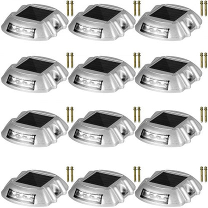 Solar Driveway Lights Outdoor Waterproof LED Deck Dock Lights with Screws, Bright White Wireless Lighting