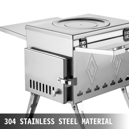 Portable Wood Stove for Camping, 95.7-Inch Stainless Steel Tent Stove with Folding Pipe