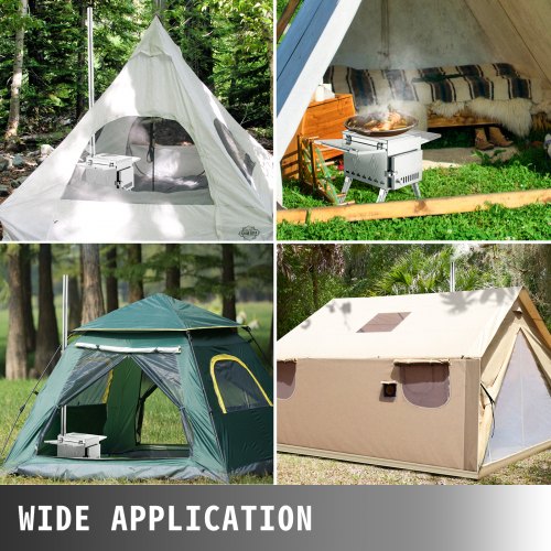 304 Stainless Steel Tent Wood Stove, 113-Inch Portable Camping Stove with Foldable Chimney for Heating, Cooking