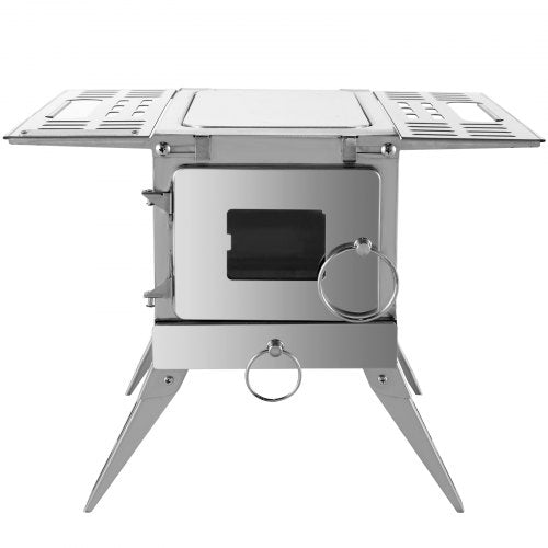 304 Stainless Steel Tent Wood Stove, 90.6-Inch Portable Camping Stove with Foldable Chimney for Heating, Cooking