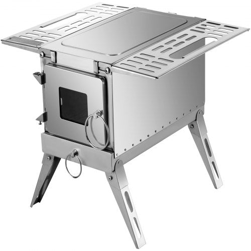 304 Stainless Steel Tent Wood Stove, 90.6-Inch Portable Camping Stove with Foldable Chimney for Heating, Cooking