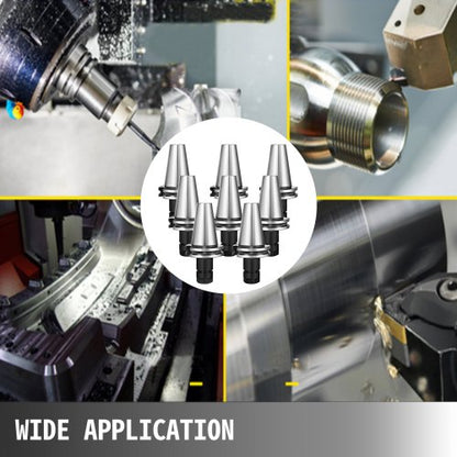 CAT40 ER16 Collet Chuck Set (8Pcs, 70mm), High-Speed CNC Tool Holder for Milling, Lathe & Engraving Machines