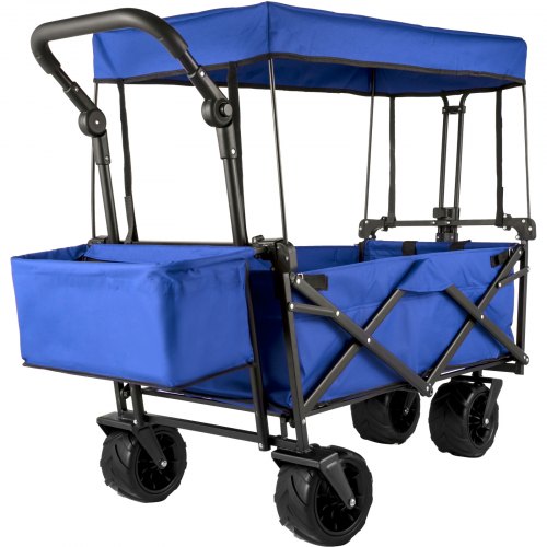 Extra Large Collapsible Garden Cart With Removable Canopy HeavyDuty Folding Wagon With 360 Wheels   1