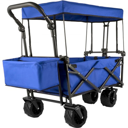 Extra Large Collapsible Garden Cart With Removable Canopy HeavyDuty Folding Wagon With 360 Wheels   1