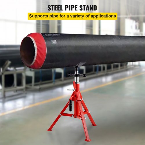 Adjustable V Head Pipe Jack Stand, Heavy Duty High lb Pipe Stand, Folding Carbon Steel Portable Tripod Design