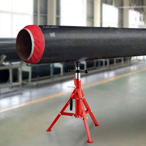 Adjustable V Head Pipe Jack Stand, Heavy Duty High lb Pipe Stand, Folding Carbon Steel Portable Tripod Design