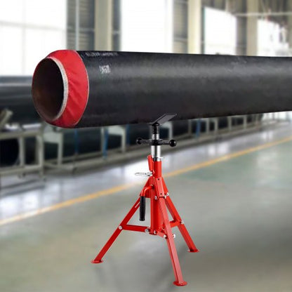Adjustable V Head Pipe Jack Stand, Heavy Duty High lb Pipe Stand, Folding Carbon Steel Portable Tripod Design