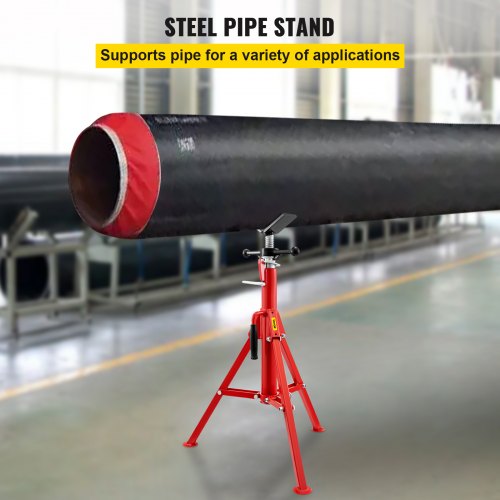 Heavy Duty V Head Pipe Stand, Adjustable Height, Pipe Jack Stands Load, Portable Folding Carbon Steel Pipe Support