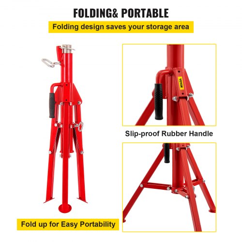 Heavy Duty V Head Pipe Stand, Adjustable Height, Pipe Jack Stands Load, Portable Folding Carbon Steel Pipe Support