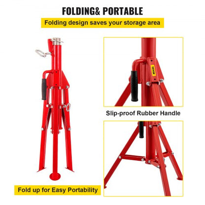 Heavy Duty V Head Pipe Stand, Adjustable Height, Pipe Jack Stands Load, Portable Folding Carbon Steel Pipe Support
