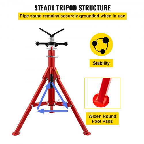 Heavy Duty V Head Pipe Stand, Adjustable Height, Pipe Jack Stands Load, Portable Folding Carbon Steel Pipe Support