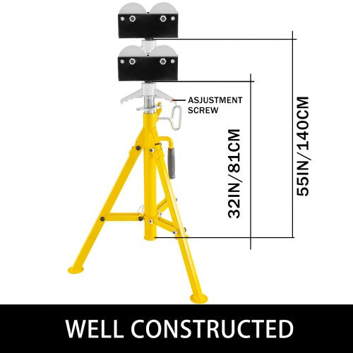 High Folding Pipe Stand with Roller Head, Adjustable Height 2500Lb Capacity Fold A Jack Stand for Trailer, Welding
