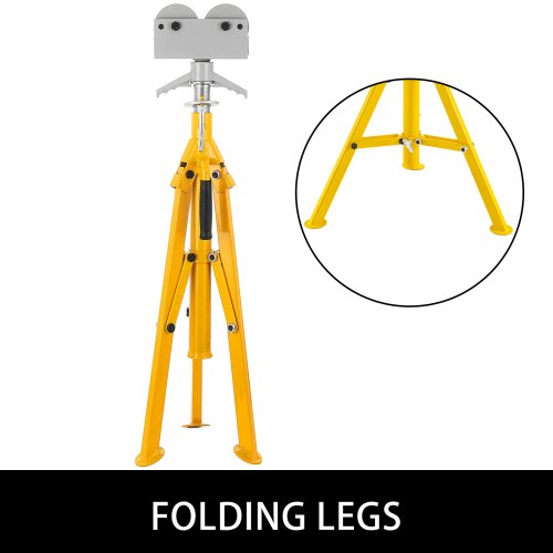 High Folding Pipe Stand with Roller Head, Adjustable Height 2500Lb Capacity Fold A Jack Stand for Trailer, Welding