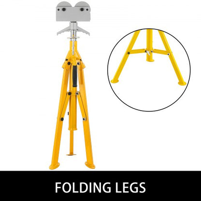 High Folding Pipe Stand with Roller Head, Adjustable Height 2500Lb Capacity Fold A Jack Stand for Trailer, Welding