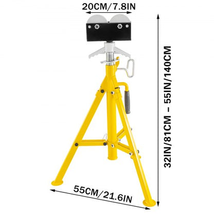 High Folding Pipe Stand with Roller Head, Adjustable Height 2500Lb Capacity Fold A Jack Stand for Trailer, Welding