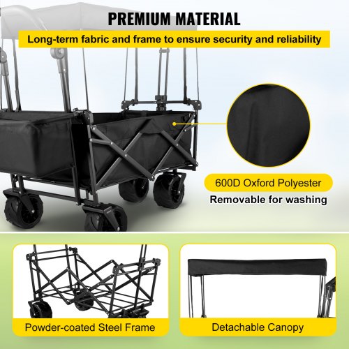 Folding Wagon Utility Cart XL Collapsible Garden Cart With Canopy  AllTerrain Wheels  Perfect For C 4
