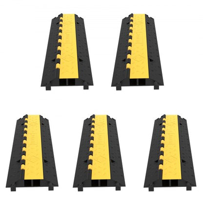 5 Pack Heavy Duty Rubber Cable Protector Ramp 2 Channel 66000 Lbs Load Capacity  Driveway Cord Cove 1