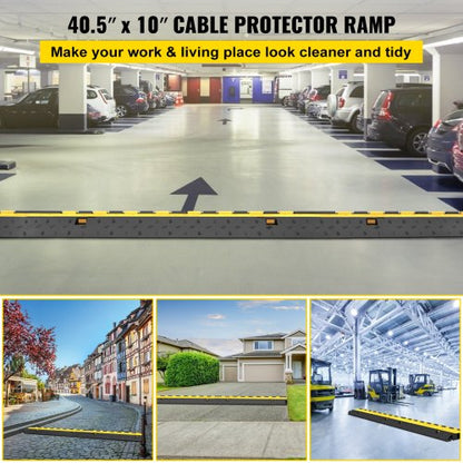 5 Pack Heavy Duty Rubber Cable Protector Ramp 2 Channel 66000 Lbs Load Capacity  Driveway Cord Cove 2
