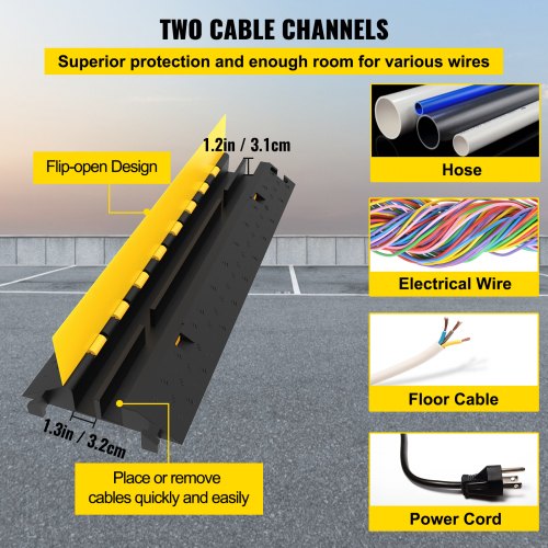 5 Pack Heavy Duty Rubber Cable Protector Ramp 2 Channel 66000 Lbs Load Capacity  Driveway Cord Cove 3