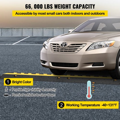 5 Pack Heavy Duty Rubber Cable Protector Ramp 2 Channel 66000 Lbs Load Capacity  Driveway Cord Cove 4