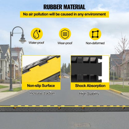 5 Pack Heavy Duty Rubber Cable Protector Ramp 2 Channel 66000 Lbs Load Capacity  Driveway Cord Cove 5