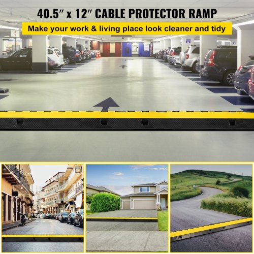 Heavy Duty Rubber Cable Protector Ramps 44000Lbs Load Capacity 3Channel Cord Cover Ramp For Drivewa 1