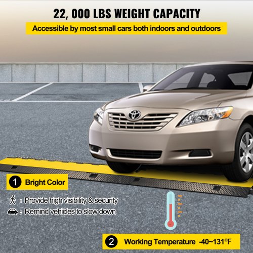 Heavy Duty Rubber Cable Protector Ramps 44000Lbs Load Capacity 3Channel Cord Cover Ramp For Drivewa 3