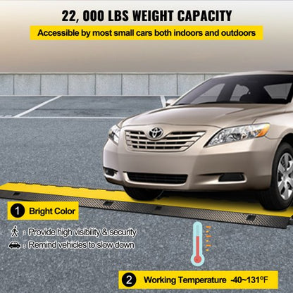 Heavy Duty Rubber Cable Protector Ramps 44000Lbs Load Capacity 3Channel Cord Cover Ramp For Drivewa 3